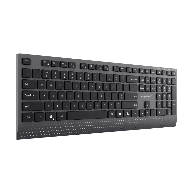 Gembird KB-MCH-06 Slim vadu multimediju tastatūra ar Type-C adapteri, ASV izkārtojums, melna