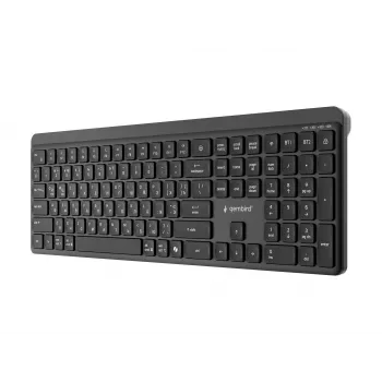 Gembird KB-WPS-03-CYRL Dual-Mode Slim Wireless Keyboard (2.4G + BT), Russian/Cyrillic Layout, Black