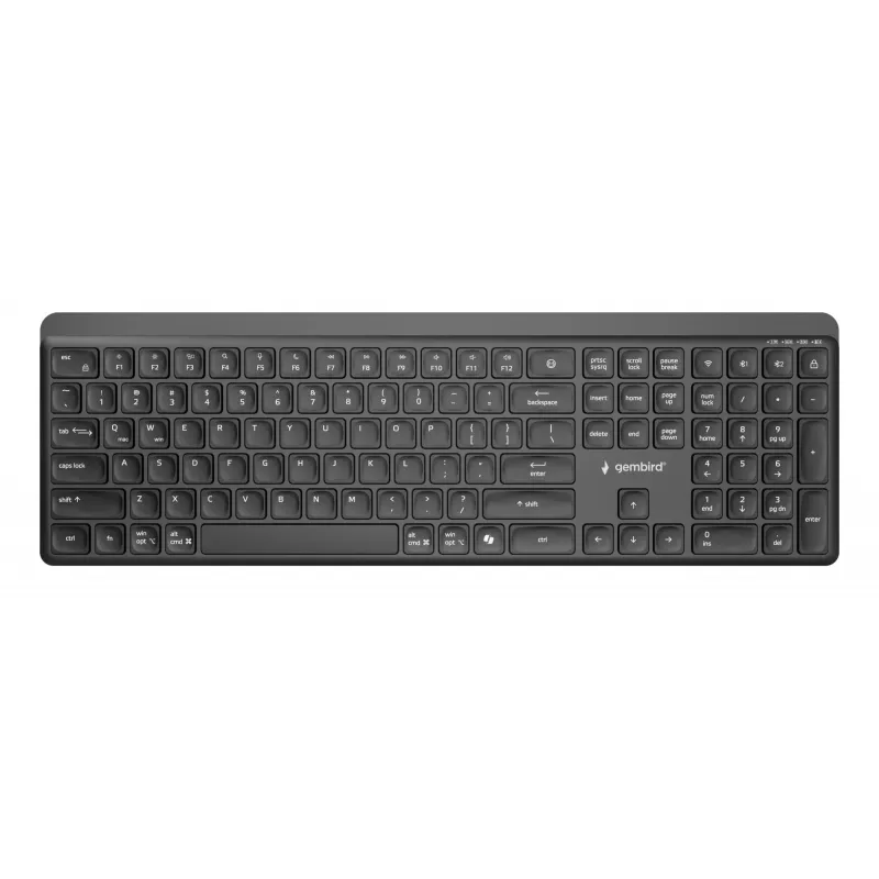 Gembird KB-WPS-03 divu režīmu Pro-Business plāna bezvadu tastatūra, 2.4G + Bluetooth, US izkārtojums, melna