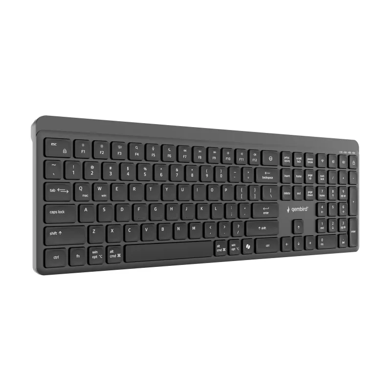 Gembird KB-WPS-03 divu režīmu Pro-Business plāna bezvadu tastatūra, 2.4G + Bluetooth, US izkārtojums, melna