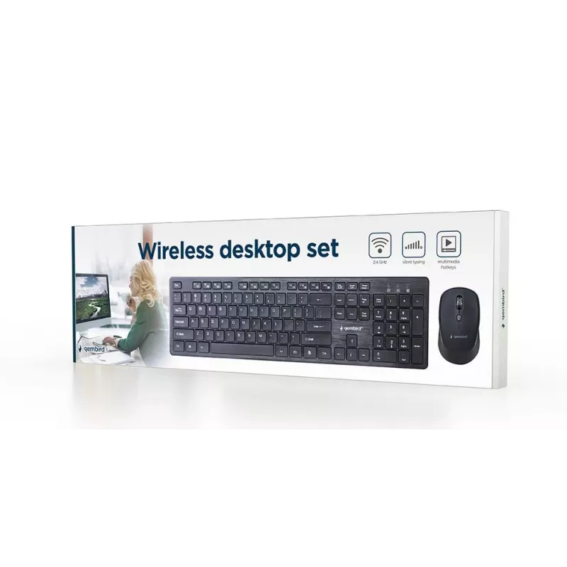 GEMBIRD KBS-WCH-04-RU Bezvadu tastatūras un peles komplekts, krievu izkārtojums, melns