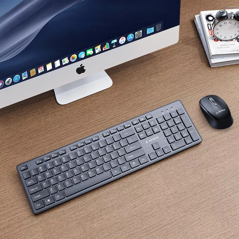 GEMBIRD KBS-WCH-04-RU Bezvadu tastatūras un peles komplekts, krievu izkārtojums, melns