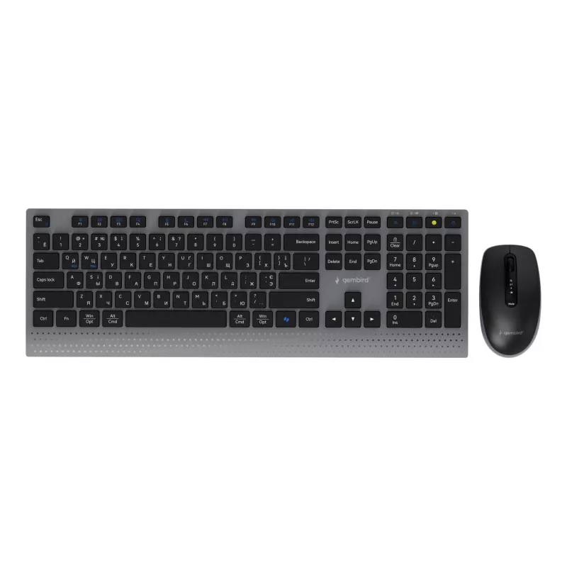 Gembird KBS-WPS-02-CYRL bezvadu tastatūras un peles komplekts, 2.4G + Bluetooth, krievu kirilicas izkārtojums, melns