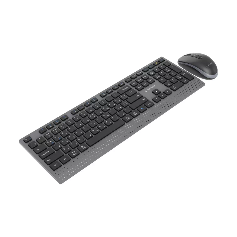 Gembird KBS-WPS-02-CYRL bezvadu tastatūras un peles komplekts, 2.4G + Bluetooth, krievu kirilicas izkārtojums, melns
