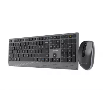 Gembird KBS-WPS-02 divu režīmu plāns bezvadu galddatoru komplekts, 2.4GHz + Bluetooth, ASV izkārtojums (tastatūra un pele)