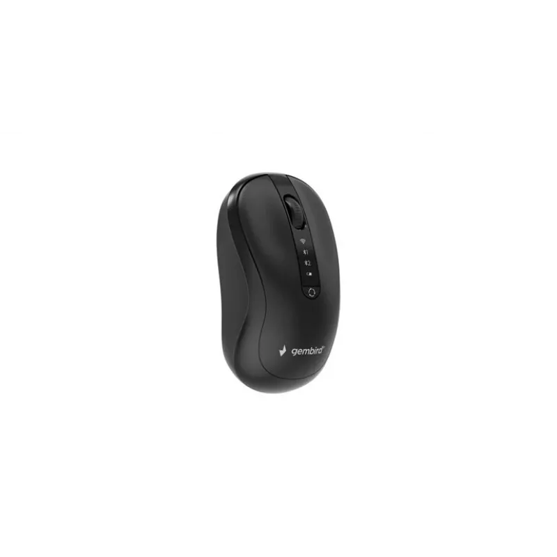 Gembird MUSW2-4B-01 Divu režīmu bezvadu pele (2.4 GHz + Bluetooth 5.0) ar 1600 DPI optisko sensoru, 4 pogām, abpusēja, melna