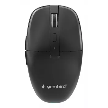 Gembird MUSW2-6B-01 Divu Režīmu Bezvadu Pele, 2.4 GHz + Bluetooth 5.0, 1600 DPI, 6 Pogas, Melna