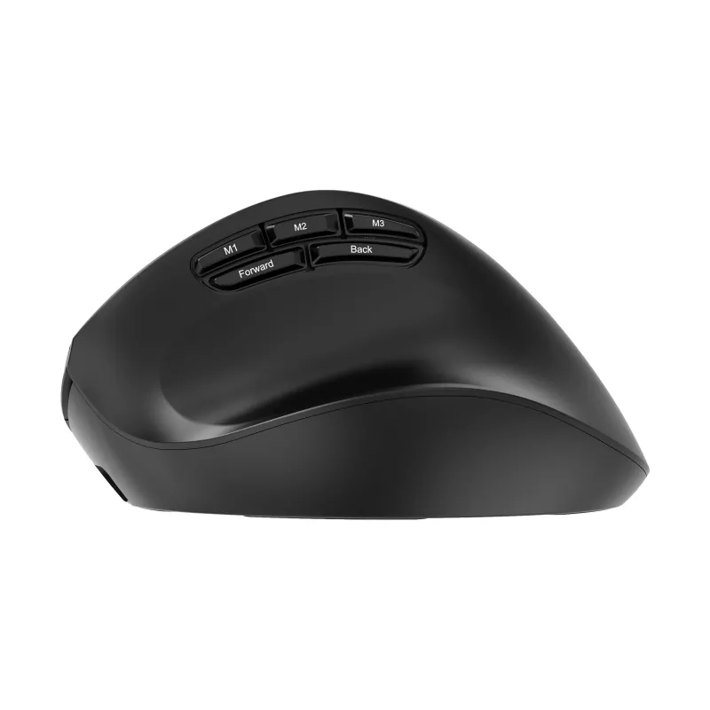 Gembird MUSW3-9B-01 trīs režīmu bezvadu ergonomiskā pele (2,4 GHz + Bluetooth + USB-C), 2400 DPI, 9 pogas, melna