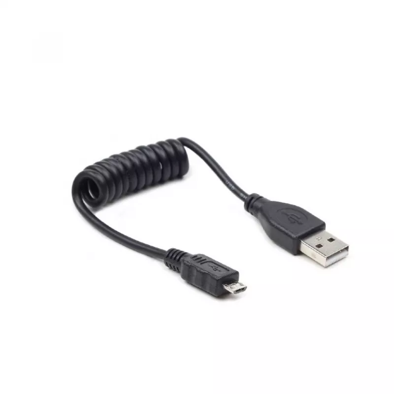 Gembird USB 2.0 kabelis USB-A uz Micro-USB-B 0,6m Melns Spirālveida