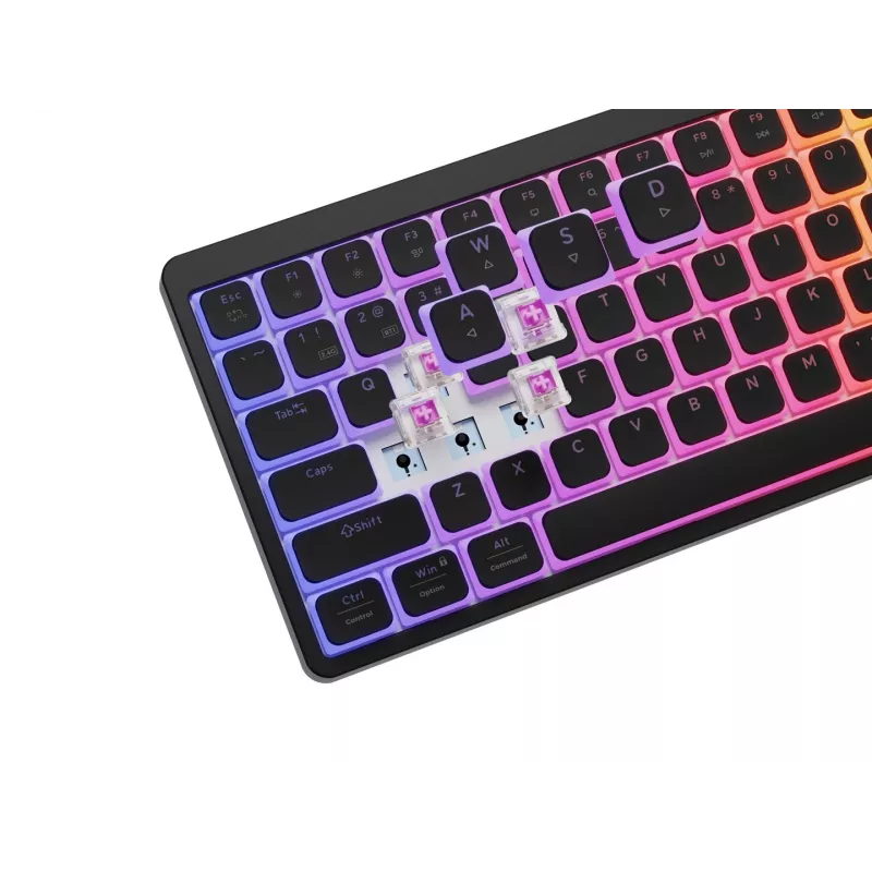GENESIS Thor 430 TKL bezvadu mehāniskā spēļu tastatūra, Outemu Red slēdži, RGB fona apgaismojums, trīskāršais režīms (USB-C/2.4GHz/Bluetooth), ASV angļu QWERTY, melna