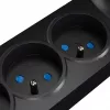 GETFORT 5P-3M-B-USB pārsprieguma aizsardzības pagarinātājs, 5 maiņstrāvas kontaktligzdas, 2 USB-A porti, 3 m kabelis, melns