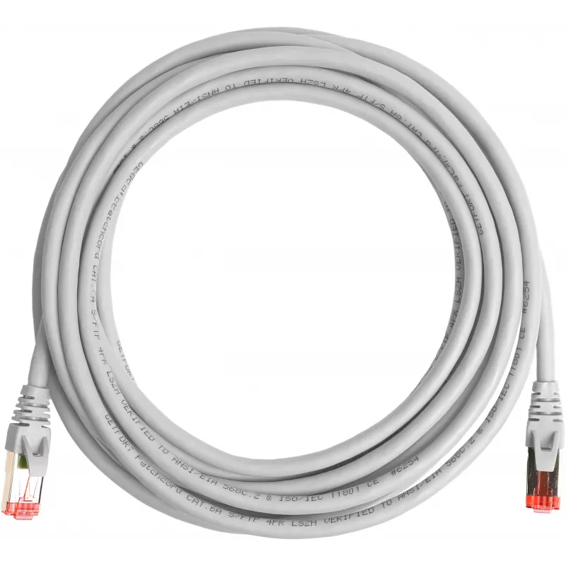 GETFORT Cat.6A S/FTP LSOH Ethernet ielāpu kabelis 5m pelēks