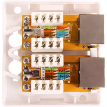 GETFORT GF-2G5EFTP ekranēta virsmas montāžas RJ45 ligzda, 2 porti, Cat.5e, balta