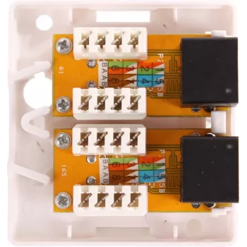 GETFORT GF-2G5EUTP Virsmas montāžas divu RJ45 Cat.5e UTP tīkla kontaktligzda, balta