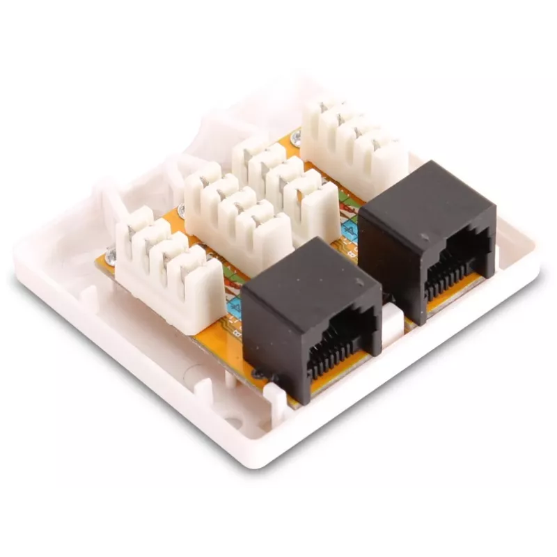 GETFORT GF-2G5EUTP Virsmas montāžas divu RJ45 Cat.5e UTP tīkla kontaktligzda, balta