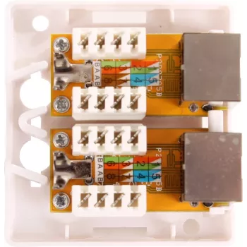 GETFORT GF-2G6FTP ekranēta virsmas montāžas tīkla ligzda, 2x RJ45, Cat6 FTP, balta