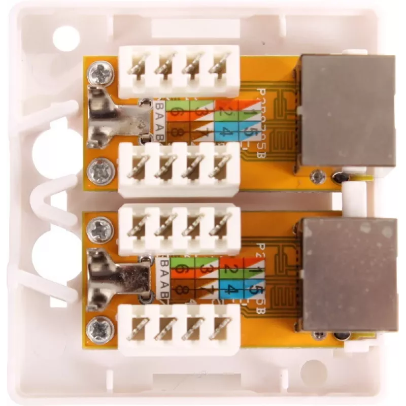 GETFORT GF-2G6FTP ekranēta virsmas montāžas tīkla ligzda, 2x RJ45, Cat6 FTP, balta
