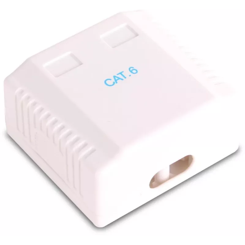 GETFORT GF-2G6FTP ekranēta virsmas montāžas tīkla ligzda, 2x RJ45, Cat6 FTP, balta