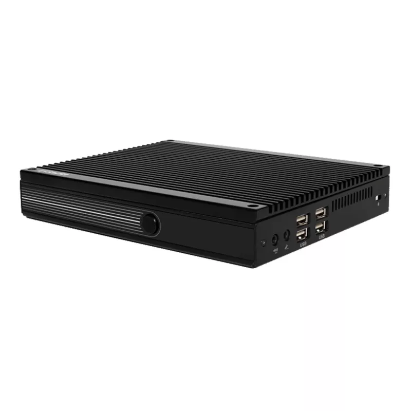 Giada F109D bezventilatoru iebūvētais dators ar Intel Celeron J4125, 8GB RAM, diviem GbE, trīskāršu displeju, VESA stiprinājumu, melns