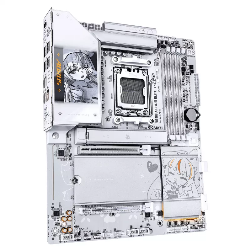 GIGABYTE B850 AORUS ELITE-P ICE AM5 ATX mātesplate, 4xDDR5, PCIe 5.0, 2.5GbE, Wi-Fi 6E, balta