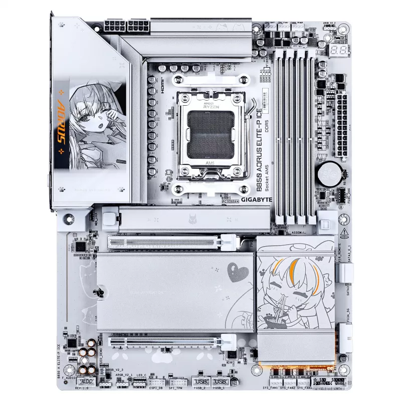 GIGABYTE B850 AORUS ELITE-P ICE AM5 ATX mātesplate, 4xDDR5, PCIe 5.0, 2.5GbE, Wi-Fi 6E, balta