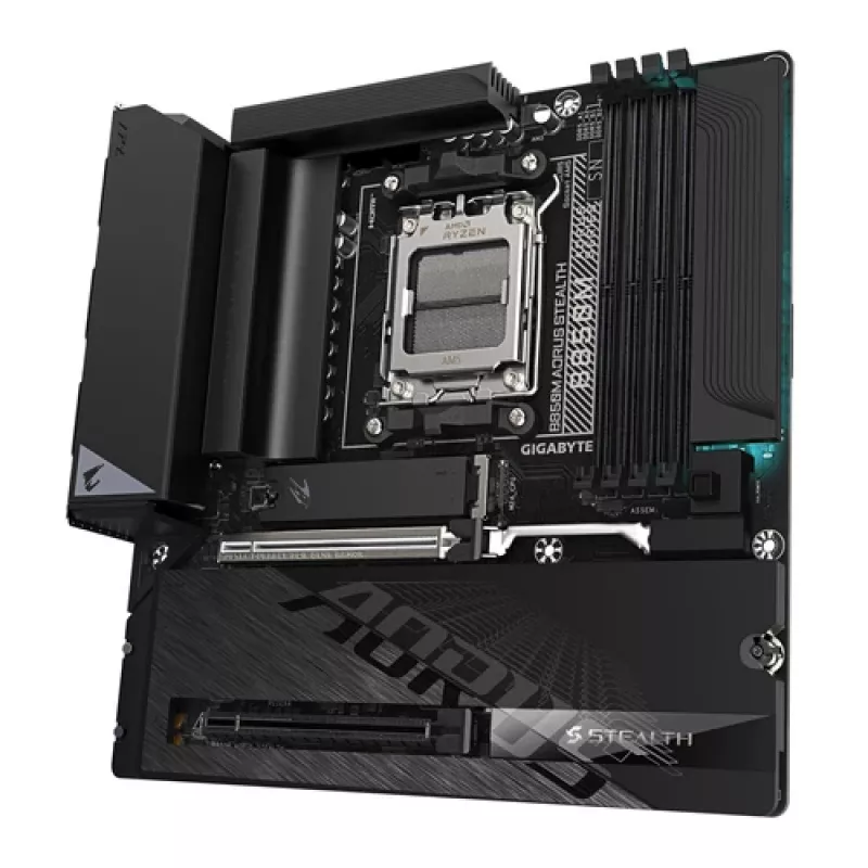 GIGABYTE B850M AORUS STEALTH AM5 Micro-ATX mātesplate, DDR5, 2.5GbE, Wi-Fi 6E, 3x M.2