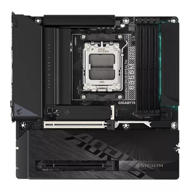 GIGABYTE B850M AORUS STEALTH AM5 Micro-ATX mātesplate, DDR5, 2.5GbE, Wi-Fi 6E, 3x M.2
