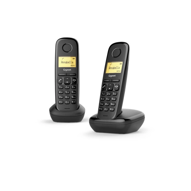 Gigaset A170 Duo Melns DECT bezvadu telefons ar atbildētāju, 2 klausulēm, ECO DECT