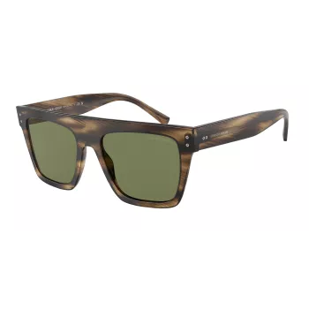 GIORGIO ARMANI Unisex Sauļošanās brilles AR8177-54092A - Svītrains Havana rāmis, tumši zaļas lēcas, 52 mm
