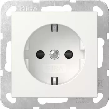 Gira 418327 SCHUKO kontaktligzda ar SafetyPlus, skrūvju spailes, System 55, tīri balta matēta