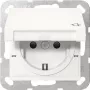 Gira 441427 SCHUKO kontaktligzda ar atlokāmu vāciņu, System 55, tīri balta