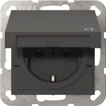 Gira 441428 SCHUKO kontaktligzda ar vāciņu un Safety Plus, System 55, antracīta