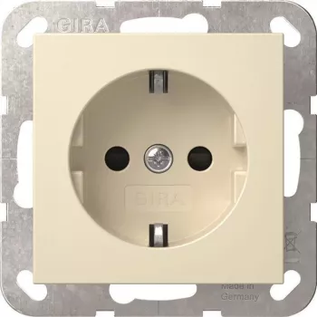 GIRA 445301 SCHUKO kontaktligzda ar aizsargvāciņu, System 55, krēmkrāsa