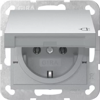 GIRA 445426 SCHUKO kontaktligzda System 55 iegremdējamā alumīnija ar vāku, 16 A, 250 V, IP44