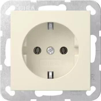 Gira 446601 SCHUKO kontaktligzda iegremdējamā bez naglām System 55 krēmbalta spīdīga