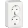 GIRA 478013 2 vietu SCHUKO kontaktligzda ar montāžas plāksni, virsapmetuma, tīri balta
