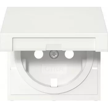 Gira SCHUKO kontaktligzda ar atlokāmu vāciņu, tīri balta, modelis 492227