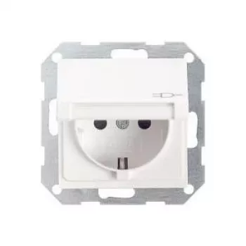 Gira System 55 Schuko kontaktligzda ar atlokāmu vāciņu, tīri balta zīdmatēta 045427