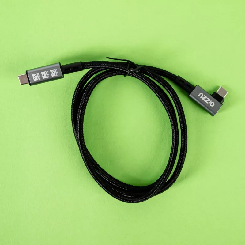 Gizzu 100W 10Gbps Type-C leņķa kabelis 1m