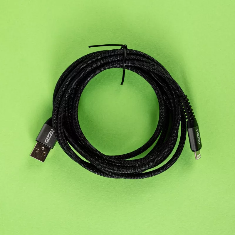 GIZZU 12W USB uz Lightning 2m kabelis – MFi sertificēts ātrai uzlādei un sinhronizācijai
