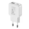 Gizzu 2-Port 20W GaN sienas lādētājs USB-C PD 3.0 + USB-A QC 3.0 ātrās uzlādes adapteris - balts
