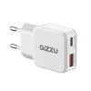 Gizzu 2-Portu 30W GaN sienas lādētājs USB-C PD + USB-A QC balts