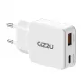 Gizzu 2-Port 45W GaN sienas lādētājs USB-C PD & USB-A QC balts
