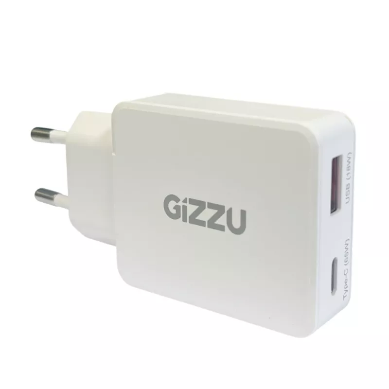 Gizzu 2 portu 65W GaN sienas lādētājs