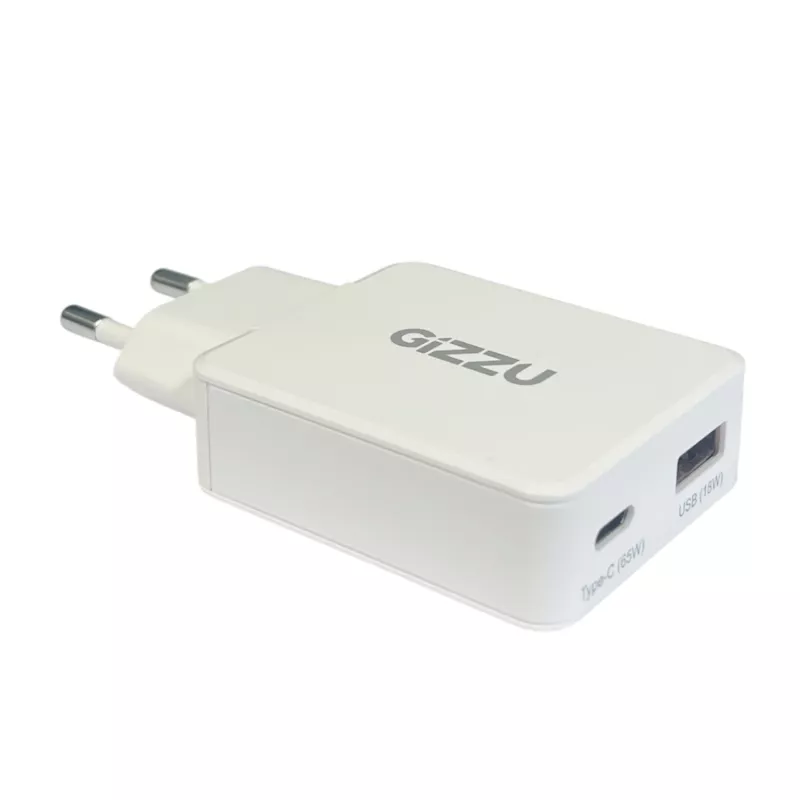 Gizzu 2 portu 65W GaN sienas lādētājs
