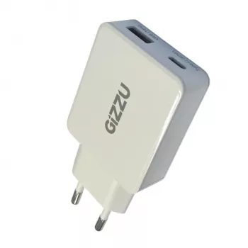 Gizzu 2 portu 65W GaN sienas lādētājs