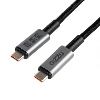 GIZZU 240W 20Gbps USB-C uz USB-C pīts kabelis 1m melns