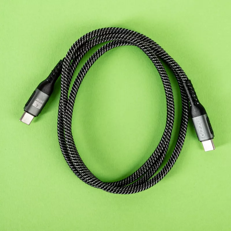 GIZZU 240W 480Mbps USB-C uz USB-C pīts kabelis 1m melns