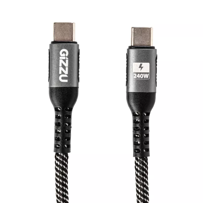 GIZZU 240W 480Mbps USB-C uz USB-C pīts kabelis 1m melns