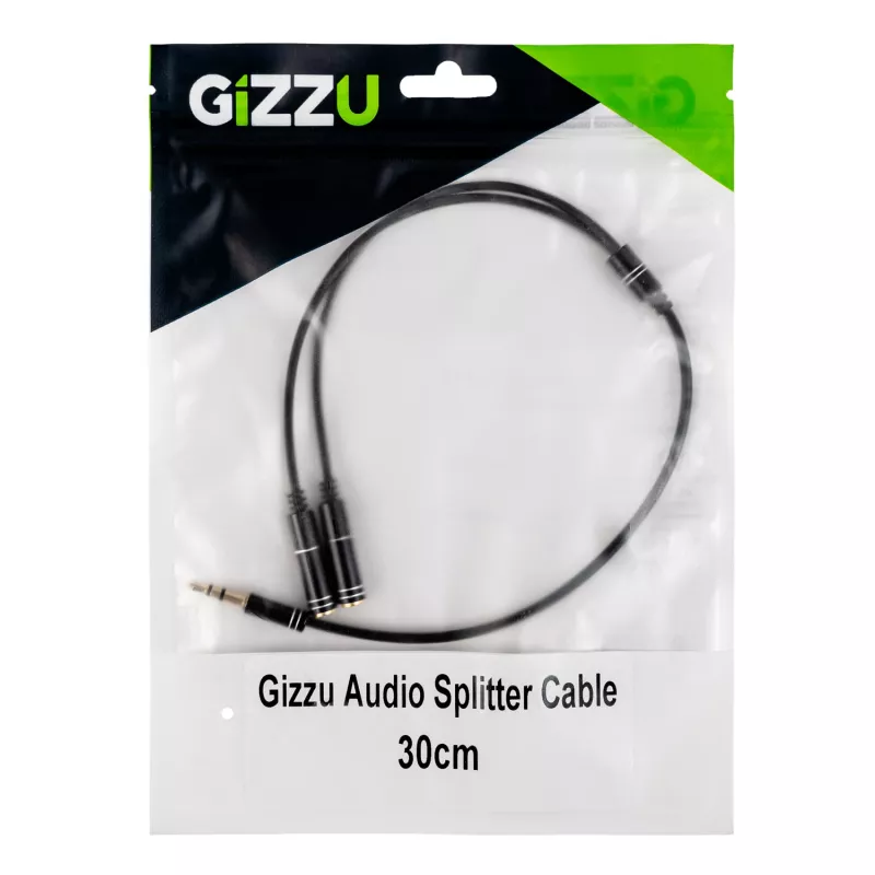 Gizzu 3-Pole Audio Splitter Cable - Melns